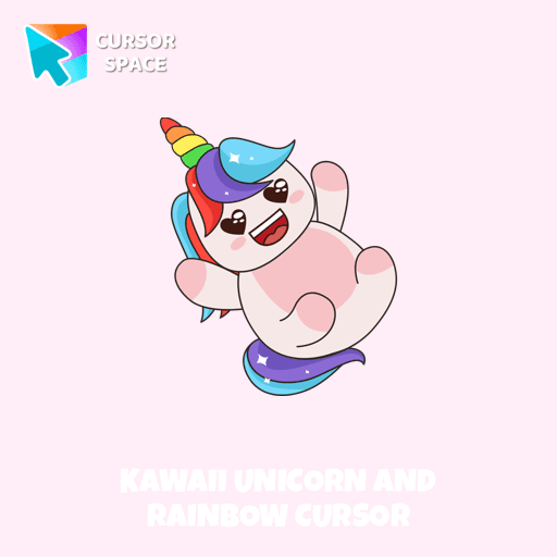 Kawaii Unicorn and Rainbow cursor arrow cursor
