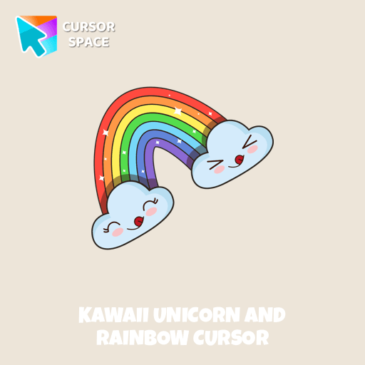 Kawaii Unicorn and Rainbow cursor pointer cursor